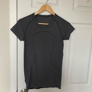 Lululemon black and white striped tee